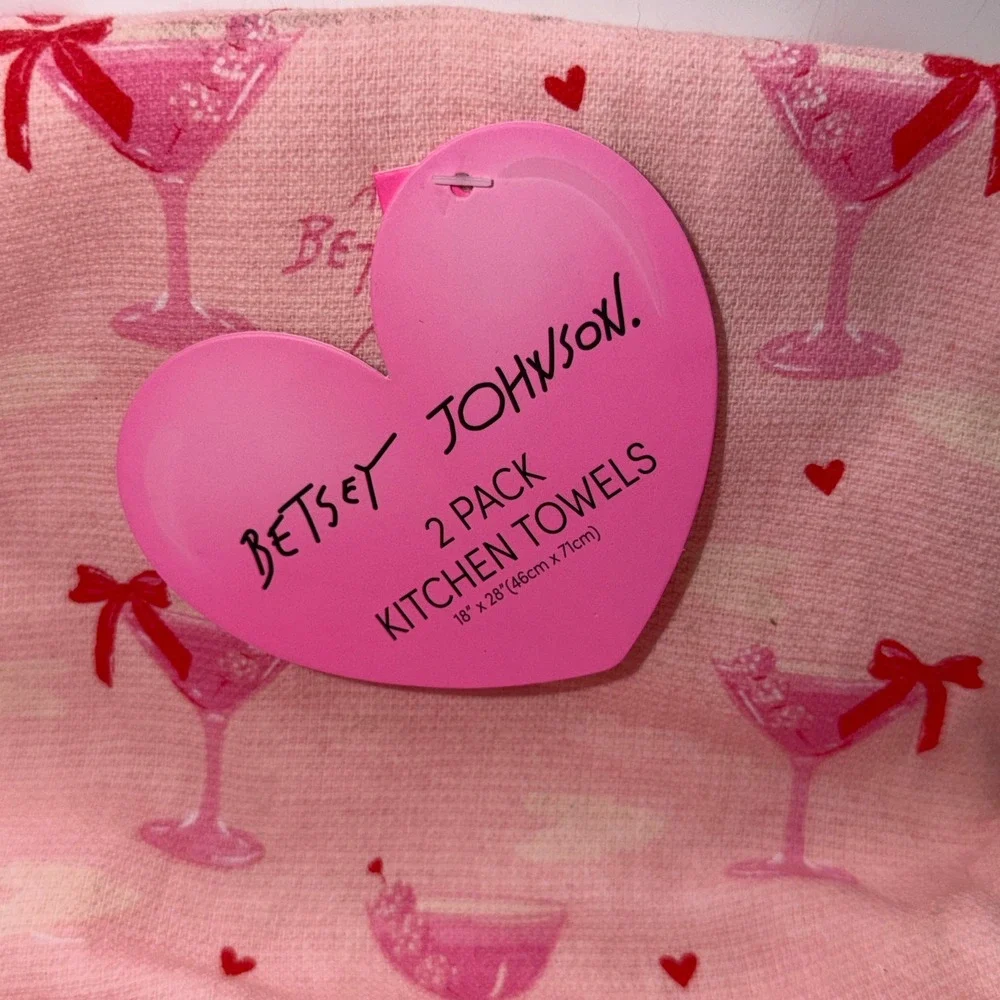 Betsey Johnson 18x28 Pink Martini Bow Hearts Coquette Girly Kitsch Home Decor